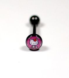 Hello Kitty Tongue Ring Titanium Black (1 Piece) (B/6/6) Cute Tongue Rings, Tongue Piercing Jewelry, Tongue Ring, Belly Piercing Jewelry, Tongue Rings, Tongue Piercing, Belly Piercing, Piercings And Tattoos, Funky Jewelry