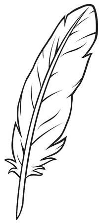 a black and white drawing of a feather