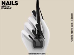 an advertisement for nails with black and white nail polishes on it's tips