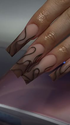 Nail Inspo Coffin Long Simple, Frenchtips Nails Acrylic Coffin, High End Nails, Brow Nail Designs, Brown Acrylic Nails Coffin, Chocolate Brown Nails Acrylic, Boyfriend Name Nails, Rich Nails Design, Classy Coffin Nail Designs