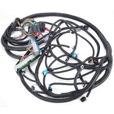 an assortment of wiring and wires on a white background