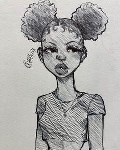 a drawing of a woman with curly hair and makeup on her face, wearing a dress