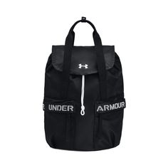 Pretty soon, the Under Armour� UA� Favorite Backpack for Ladies is going to be your favorite too. It's sized and shaped specifically for female backs to create a comfortable all-day fit. The large main compartment has a drawstring cinch and flap closure that protects the backpack's contents from rain. Inside, you'll find a sleeve that holds up to 13" laptops. The front has 2 pockets with large webbing zipper pulls. This Under Armour backpack's dual tote-style top grab handles allow for multiple carry styles. Print: 100% polyester. Solid: 100% nylon. Machine wash. Imported. Manufacturer style #: 1369211-001.  Print: 100% polyester;   Solid: 100% nylon;   Large main compartment with drawstring cinch and flap closure;   Laptop sleeve holds up to 13" laptops;   Sized and shaped specifically fo Under Armour Backpack, Backpack Sport, Pink Backpack, Sports Accessories, Large Backpack, Under Armour Women, Zipper Pulls, Under Armor, Black Backpack