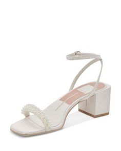 Dolce Vita Women's Zalima Block Heel Sandals Ivory Heels Wedding, Dolce Vita Heels, Pearl Sandals, Bride Outfits, Wedding Shoes Bride, Wide Heels, Wedding Shoes Heels, Open Toed Heels, Black Sandals Heels