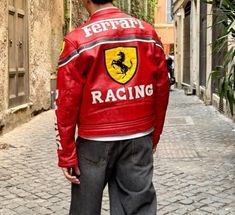 forza ferrari , scuderia ferrari , vintage ferrari jacket , mens style guide , mens fashion , ferrari racing Vintage Ferrari Jacket, Ferrari Leather Jacket, Jacket Outfit Men, Forza Ferrari, Vintage Ferrari, Leather Jacket Outfit Men, Ferrari Jacket