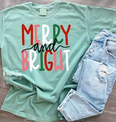 Comfort colors| unisex fit | 100% cotton | dtg printed Christmas Vynil Shirts Ideas, Monogrammed Christmas Shirts, Cute Christmas Shirts Vinyl, Cricut Shirts, Christmas Apparel, Merry And Bright Christmas, Christmas Tee Shirts, Monogram T Shirts, Christmas T Shirt Design