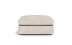 the footstool is made out of linen and has a cushion on one side