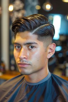 Click for More ➡️ | Save for Later ❤️  A taper fade with a side part offers a clean, professional look, perfect for straight hair and diamond faces. It looks great in dark brown or black. (Taper Fade with Side Part - Short Haircuts For Men) Low Taper Fade Comb Over, Low Fade Combover For Men, Side Part Taper Fade, Best Taper Fades, Men Side Part Haircut, Black Taper Fade, Fade With Side Part, One Side Hairstyle, Buzz Cut With Beard