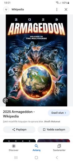 an iphone screen showing the movie poster for armagedon, which is being viewed on twitter