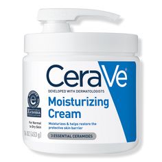 Moisturizing Cream with Pump for Balanced to Dry Skin - BenefitsProvides 24-hour hydration and helps restore the skin's barrier with three essential ceramidesRich, velvety moisturizing cream formula features hyaluronic acid to leave dry skin feeling smooth and comfortableSuitable for use as a face cream, body cream and hand creamAbsorbs quickly to soften skin without leaving a greasy or sticky feelIdeal for all skin types, including sensitive skinGentle, non-irritating formulaHypoallergenic and Cerave Moisturizing Cream, Body Lotion Cream, Moisturizing Face Cream, Cream For Dry Skin, Dry Skin Care, Moisturizing Cream, Moisturizer For Dry Skin, Cream Lotion, Daily Moisturizer