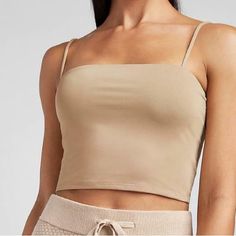 Express Body Contour Double Layer Cropped Square Neck Cami Xl Nwt Tan / Nude Adjustable Straps Seamless Cropped Beige Top, Beige Seamless Crop Top, Beige Crop Top With Built-in Bra, Beige Cami Top For Loungewear, Beige Cotton Top With Built-in Bra, Beige Casual Tops With Built-in Bra, Casual Beige Tops With Built-in Bra, Beige Seamless Cami Top, Beige Fitted Tops For Loungewear