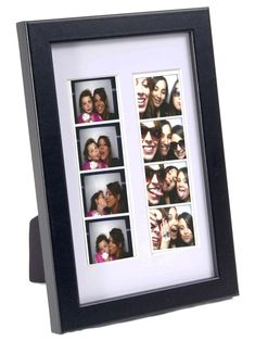 a black and white photo frame with multiple photos