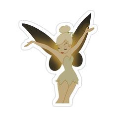 a sticker with an image of a fairy holding her arms out in the air