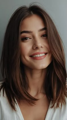 15 Mid Length Bob Haircut Ideas That Will Make You Ditch the Old Look - pulsepathlife.com Lob Haircut Side Part Straight, Middle Part Lob Straight, Mid Length Brunette Balayage, Collar Length Haircut, Mid Length Haircut Straight Hair, Fall Mid Length Hair, Effortless Hairstyles Mid Length, Mid Length Hair With Layers Thick Hair, Hair Cuts Mid Length Layers