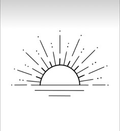 a line drawing of the sun with rays coming out of it on a white background