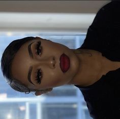 Makeup For Black Outfit Classy, December Books, Make Up For Black Women, Beautiful Short Hairstyles, Red Makeup Looks, Red Lips Makeup Look, Vegas Birthday