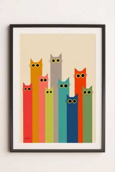 Mid Century Modern art with a twist! Stand out from the crowd with this cute variation of a classic  design using  mid century colors.  Hand-drawn by me. Cat Prints Art, Mid Century Cat Art, Modern Art Ideas, Kanvas Art, Drawing Minimalist Art, Modern Cat Art, Funny Cat Art, Black Cat Poster, Paintings Modern Art