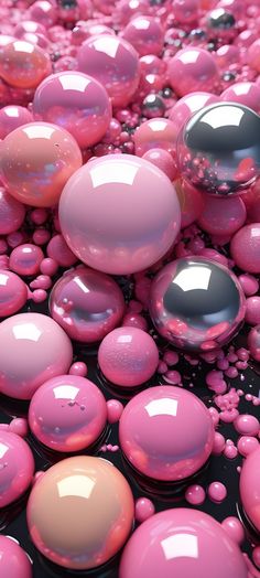 pink and black bubbles floating on top of each other