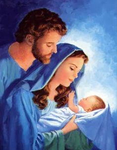 a painting of jesus holding a baby in his arms