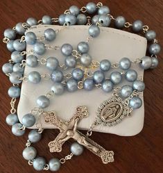 Rosary Photography, Wedding Rosary, Blue Rosary, Jewelry Closet, Rosary Jewelry, Rosary Prayer, Praying The Rosary, Indie Jewelry, Holy Rosary