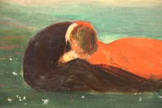 a painting of a person laying down on the ground