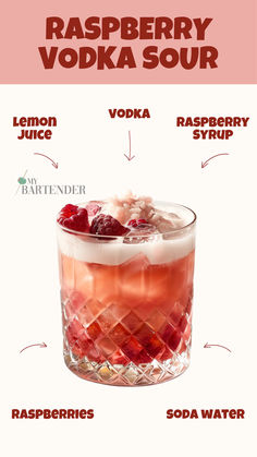 Raspberry  Vodka Sour Vodka Sour Recipe, Vodka Sour, Vodka Cocktails Easy, Raspberry Vodka