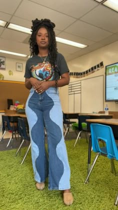 70s Inspired Outfits Black Women, Casual Jean Outfits Summer, Spring Teacher Outfits 2023, Teacher Outfits Black Women, Trendy Teacher Outfits, Cool Teacher Outfits, 80s Fashion Black Women, 70s Outfits Black Women