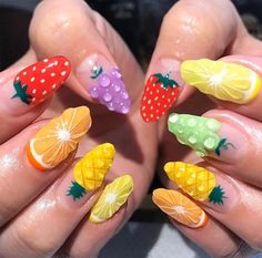 Pineapple Nails, Fruit Nail, Food Nails, Beachy Colors, Natural Nail Art, Elegant Nail Designs, Cute Summer Nails