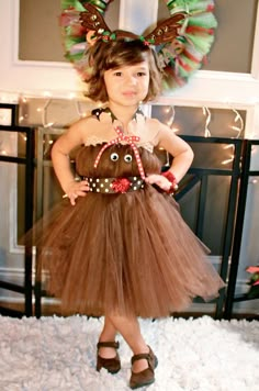 Rudolph the Red Nose Reindeer Tutu Dress Pageant by BlissyCouture, $60.00 Christmas Tutu Dress, Reindeer Dress, Princess Tutu Dresses, Newborn Halloween Costumes, Party Portrait, Diy Ugly Christmas Sweater, Tutu Ideas, Christmas Tutu