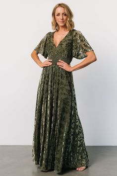 Embrace gorgeous style with our Veronica Velvet Maxi Dress in Rust. You'll look and feel like a million bucks without breaking the bank! Maxi Dress Dark, Fitted Maxi Skirt, Embossed Velvet, Plain Maxi Dress, Dark Sage, Baltic Born, Velvet Maxi Dress, Velvet Maxi, Chevron Dress