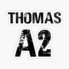 the number two sticker is shown in black and white, which reads thomas 42