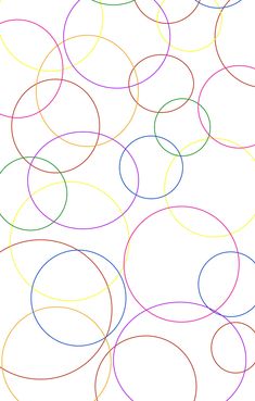 a white background with many circles in different colors and sizes, all on one side