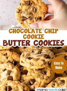 chocolate chip cookie butter cookies with text overlay