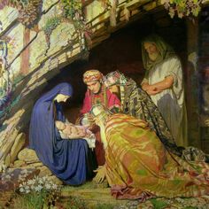 the nativity scene is depicted in this painting