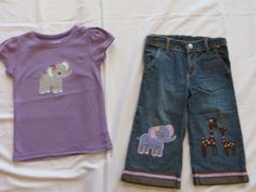 M2M GYMBOREE CUSTOM Description  I am a stay at home mom to 3 beautiful girls. I was diagnosed with cancer so I'm selling cherished collectibles and other items in order to pay all the medical bills we have incurred.  *** CUSTOM M2M GYMBOREE ***    This outift is so cute and perfect for a day at the zoo! Capri pants were beautifully appliqued by a talented fellow ebayer to match Gymboree's Glamour Safari line. A lot of work went into creating these adorable pants. Size 5 denim capris are from Gy 2000s Baby, Vintage Kids Clothes, Vintage Baby Clothes, Baby Closet, Baby Fits, A Monkey, Lion Cub, Denim Capris, Kids Wardrobe