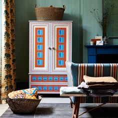 Hand Painted Furniture – Trends for the Modern Home Cressida Bell, Built In Cupboards, Geometric Decor, Wardrobe Doors, House Garden, A Living Room