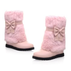 Sku MFYB-hyl2085 Material PU, Plush Pattern Solid Color Season Spring, Autumn, Winter Style Low Heels Heels 3-5cm Color Pink, Black, Apricot, Beige Size 35,36,37,38,39,40,41,42,43 Carol Shoes, Boots With Fur, Dr Shoes, Warm Snow Boots, Bow Women, Snow Boots Women, Winter Snow Boots, Fur Boots, Flat Boots