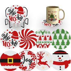 christmas themed coasters and coffee mug holders