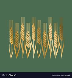 golden wheat stalks on a green background