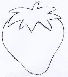 a drawing of a strawberry is shown in black and white, with the outline drawn