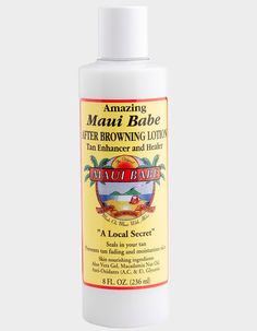 Maui Babe After Sun Lotion. This product is a perfect year-round lotion. While an after sun tan enhancer and healer by sealing in your tan and preventing your tan from fading, it also moisturizes your skin with our natural ingredients including Macadamia Nut Oil and of course Aloe. This product is terrific around the house year round for moisturizing your skin, not just in the instance of being in the sun. Highly recommended in dry conditions. Tan enhancer and healer. Net wt. 8 fl oz/236 ml. Mad Sun Tanning Tips, Browning Lotion, Maui Babe Browning Lotion, Natural Tanning Oil, After Sun Lotion, Maui Babe, How To Tan Faster, Best Tanning Lotion, Soft Smooth Skin