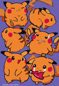 a group of pokemon pikachu standing next to each other