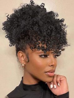 Free Returns ✓ Free Shipping✓. Afro Puff Drawstring Ponytail with Bangs Pineapple Updo Hair for , Short Kinky Curly Ponytail Bun- Synthetic Hair Bangs at SHEIN. Cute Hairstyles Natural Hair, Cute Hairstyles Natural, Afro Hair Extensions, Afro Puff Ponytail, Puff Ponytail, Dunner Wordend Haar, Hair Puff, Curly Clip Ins, Ponytail Bun