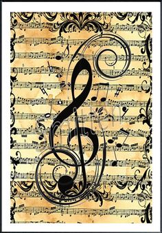 an old sheet music with musical notes and trelliss on it, as well as the