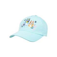 If you are looking for a fun, stylish baseball hat for your child, look no further! You cant go wrong with this adorable Bluey themed baseball hat. This hat features fan favorite characters on a blue background and an adjustable back closure. It is perfect for school or casual outdoor looks, and it will brighten up a variety of everyday outfits! Size: One Size.  Gender: female.  Age Group: kids. Fun Blue Baseball Cap One Size Fits Most, Playful Adjustable Baseball Cap With Curved Bill, Adjustable Playful Baseball Cap With Curved Bill, Adjustable Playful Baseball Cap, Playful Baseball Cap With Curved Brim, Playful Style Adjustable Baseball Cap With Curved Brim, Playful Cotton Trucker Hat In Baseball Cap Style, Playful Adjustable Baseball Cap For Playtime, Cute Snapback Hat With Curved Brim