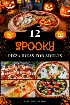 spooky pizza ideas for adults with pumpkins and jack - o'- lanterns