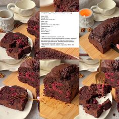 there is a piece of chocolate cake on the cutting board with a fork in it