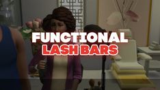 two women standing next to each other with the words functional lashes in front of them