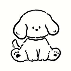 a black and white drawing of a dog with its paw on it's chest