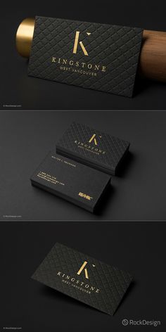 some business cards that are designed to look like they have gold foil on the edges